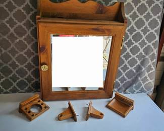 Vintage Wood Bathroom Mirror Wall Accessories