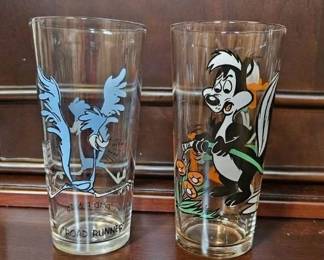 Vintage 1973 1976 Warner Bros. Glasses Road Runner Pepe Le Pew