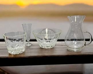 Crystal Princess House Heritage Pitcher Ice Bucket Salad Bowl