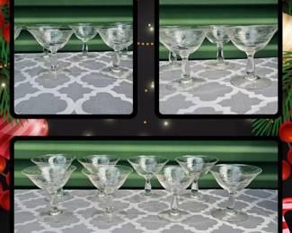 Vintage Etched Sherbert Glasses
