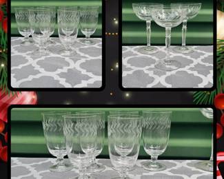 Vintage Fostoria Holly Etched Glasses