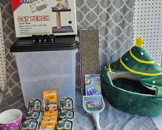 Cat Bundle All New Cat Perch Christmas Tree Bed Cat Food Food Container Etc.