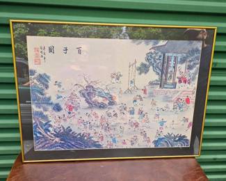 One Hundred Children Playing Picture On Fabric Stamped