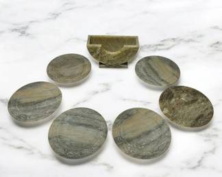 Marble Coaster Holder With 6 Coasters
