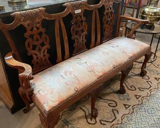 Tooled Wood Bench from the 19th Century
