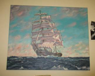 lots of art on the walls 