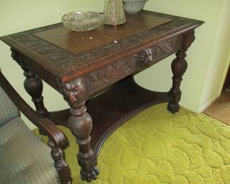 closeup of antique table 