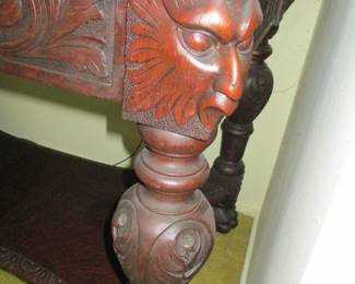 closeup of antique table 