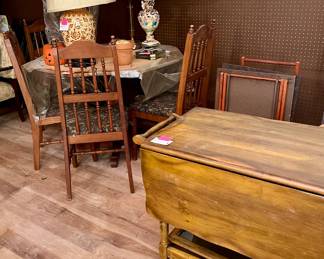 Antique lamps and buffet table