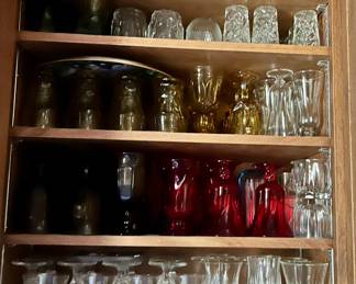 All colors and sizes of glassware.