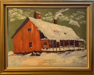 Barn Snow Framed