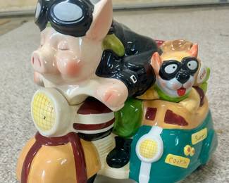 Pig Motorcycle Cookie Jar