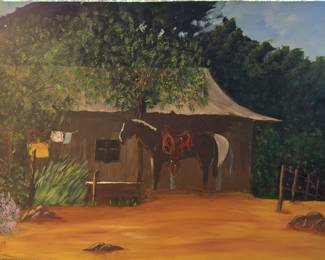 Horse Barn on Canvas