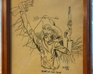 Original Shooting Cowboy Framed