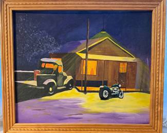 Original Motorcycle Barn Framed