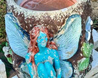 Concrete Fairy Statue Pair
