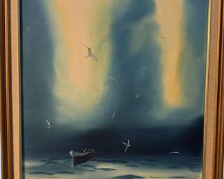 Sea boat Original Painting Framed