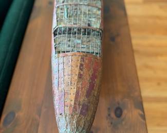 Copper and Mixed Material Submarine Sculpture Mounted on Wood. Measures 50" W x 8" D x 14" H. Photo 3 of 4. 