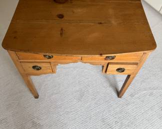 Antique Pine Welch Writing Desk Sourced From Mike Bell, Inc. with Brass Pulls. Measures 33" W  x 21" D x 30" H. Photo 2 of 8. 