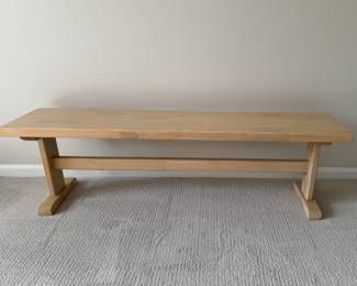 Hand-Carved "White Washed" Oak Bench. Measures 59" x 12" D x 17" H. Photo 1 of 3. 