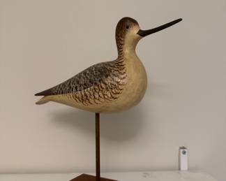 Hand-Carved Shorebird Decoy. Measures 10" x 10". 