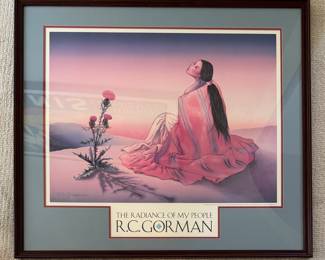 R. C. Gorman Signed Print of Lady in Red "Radiance of my People." Measures 38" x 48" Overall. Photo 1 of 3. 