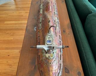 Copper and Mixed Material Submarine Sculpture Mounted on Wood. Measures 50" W x 8" D x 14" H. Photo 2 of 4. 