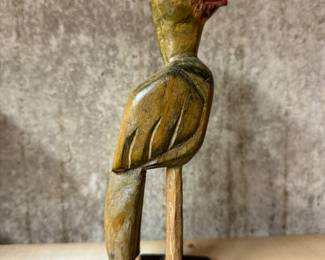 Folk Art Hand-Carved Wood Parrot. 
