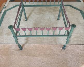Mid-Century Wrought Iron "Tulip" Frame Coffee Table. Measures 38" x 38" x 17.5" H. Photo 2 of 2. 