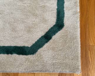 "Preppy" Wool Cream Rug With Green Boarder. Photo 2 of 2. 