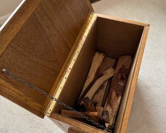 Oak Wood Flip-Top Storage Bin. Measures 25" W x 13" D x 21" H. Photo 3 of 3. 