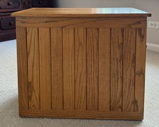 Oak Wood Flip-Top Storage Bin. Measures 25" W x 13" D x 21" H. Photo 1 of 3. 