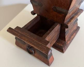 Wood Box with Metal Detailing. Measures 5" x 5" x 13" H. Photo 2 of 2. 
