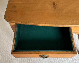 Antique Pine Welch Writing Desk Sourced From Mike Bell, Inc. with Brass Pulls. Measures 33" W  x 21" D x 30" H. Photo 5 of 8. 
