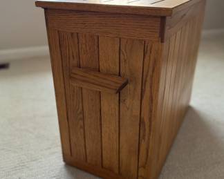 Oak Wood Flip-Top Storage Bin. Measures 25" W x 13" D x 21" H. Photo 2 of 3. 