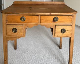 Antique Pine Welch Writing Desk Sourced From Mike Bell, Inc. with Brass Pulls. Measures 33" W  x 21" D x 30" H. Photo 1 of 8. 