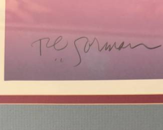 R. C. Gorman Signed Print of Lady in Red "Radiance of my People." Measures 38" x 48" Overall. Photo 2 of 3. 