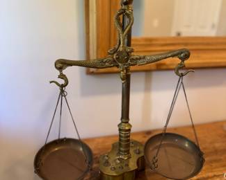 Brass Balance Scale with Dolphin Detailing. Photo 1 of 4. 