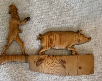 Antique Pine Butcher Shop Sign. Measures 35" W x 26" H. 