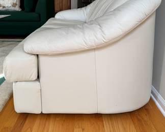 Mid-Century Cream-Color Leather Two-Seat Sofa - 2 Available. Each Measures 64" x 38" D. Photo 3 of 3. 