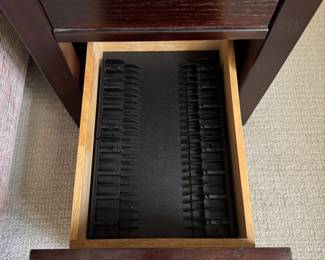 Side Table with Pull Out Drink Tray and Media Storage. Measures 15" W x 22" D x 24" H. Photo 3 of 4. 