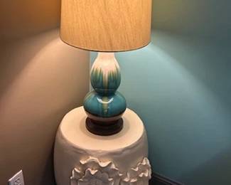 Lamp 1 of 2 and ceramic ivory table 