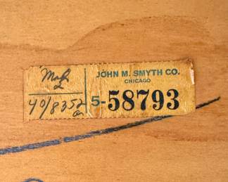 Vintage John M. Smyth Co. Chicago Furniture Label – Antique Identification Tag