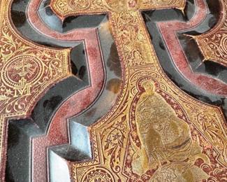 Antique Leather-Bound Holy Bible – Catholic Douay-Challoner – Embossed Cross, Brass Clasps