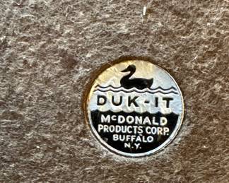1960s Duk-It McDonald Products Buffalo NY Amber Glass Wood Ashtray