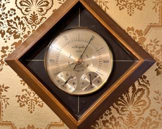 Airguide Barometer & Weather Station – Mid-Century Modern Wood Frame Wall Decor