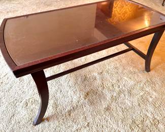 Mid-Century Modern Style Side Table – John M. Smyth Co. Chicago, Vintage Wood & Glass