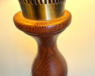 Retro 1960s Wooden Table Lamp with Brass Accents – MCM Lighting