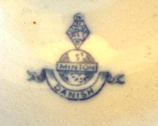 Rare 1800s Minton Danish Blue Transferware Footed Bowl