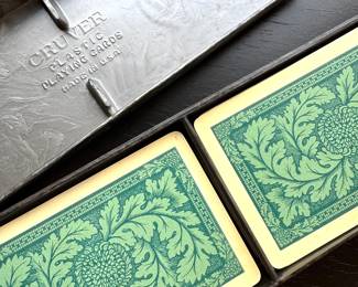 Vintage Cruver Plastic Playing Cards with Original Silver Deco Case – Made in USA